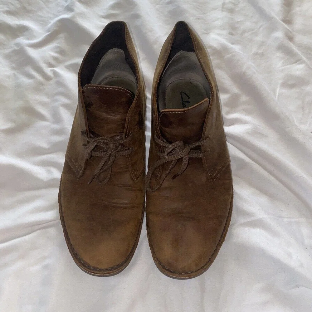 Clarks Desert‎ Ankle Boots Men Size 11.5 Brown Beeswax Leather 15260 University